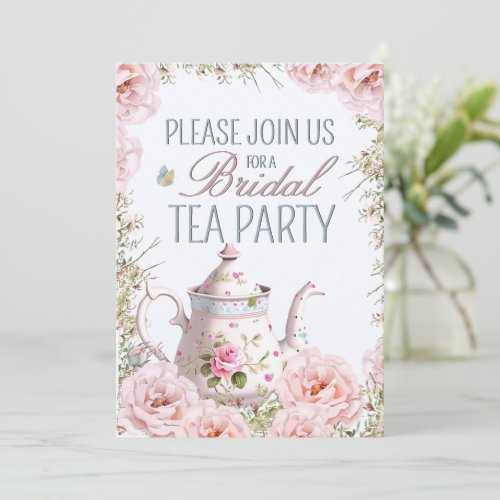 Bridal Tea Party Teapot Teacups Wedding Brunch   Invitation