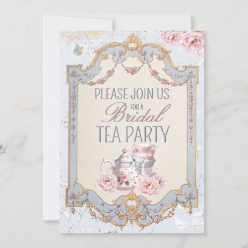 Bridal Tea Party Teapot Teacups Wedding Brunch  Invitation