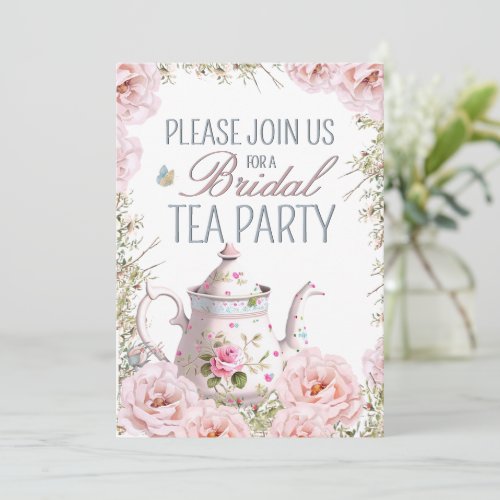 Bridal Tea Party Teapot Teacups Wedding Brunch   Invitation