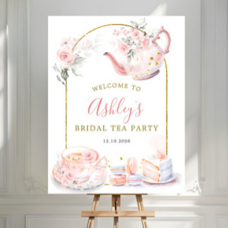 Bridal Tea Party Welcome Sign – Pink Teapot & Past