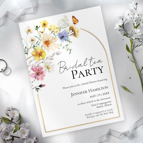 Bridal tea Party  Wildflower Boho Bridal Shower Invitation