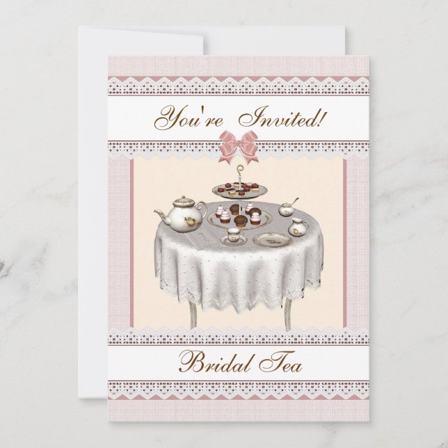 Bridal Tea Personalized Party Invitation - Pink (Front)