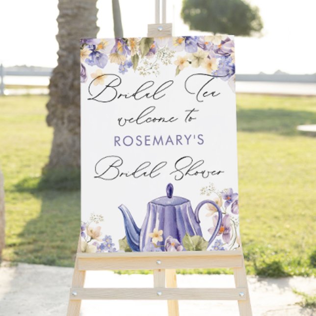 Bridal Tea Purple Floral Bridal Shower Foam Board (Creator Uploaded)