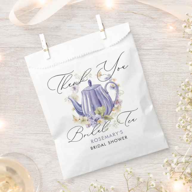 Bridal Tea Purple Teapot Bridal Shower  Favor Bag (Clipped)