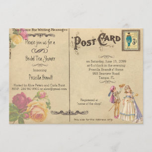 Bridal Tea Shower Honoring, style old Postcard