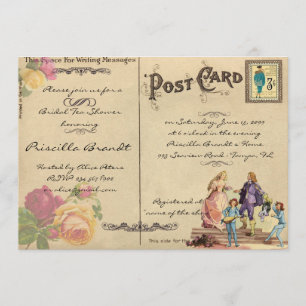Bridal Tea Shower Honoring, style old Postcard