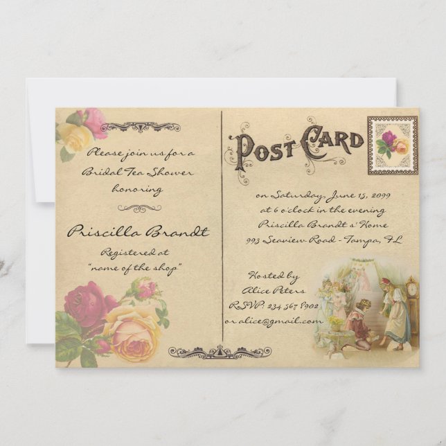 Bridal Tea Shower Honoring, style old Postcard 6 (Front)