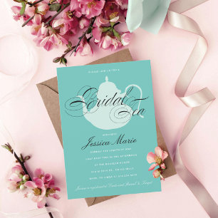 Bridal Tea Silver Tea Pot Elegant Bridal Shower Invitation