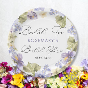 Bridal Tea Watercolor Floral Bridal Shower Paper Plates