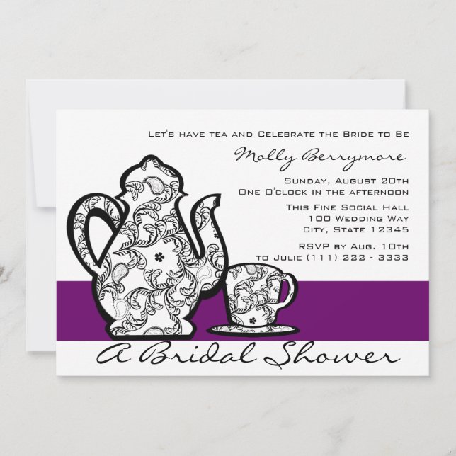 Bridal Tea with Changable Color Invitation (Front)
