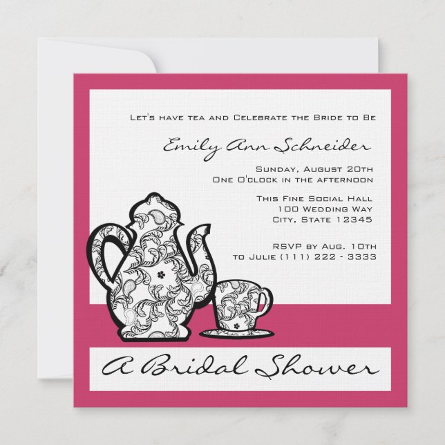 Bridal Tea with Changable Color Invitation (Front)