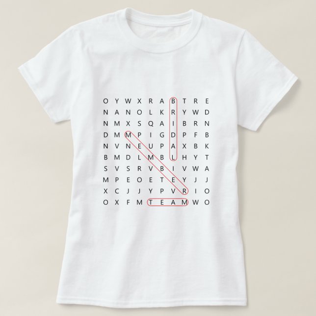 Bridal Team Fun Wedding Bacherlorette Word Find T- T-Shirt (Design Front)
