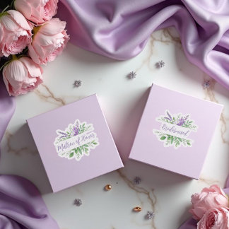 Bridal Team Purple Romantic Floral Split Border Sticker