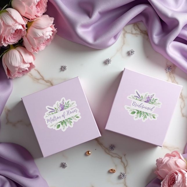 Bridal Team Purple Romantic Floral Split Border Sticker (Bridal Team Purple Romantic Floral Split Border Kiss-Cut Stickers.)