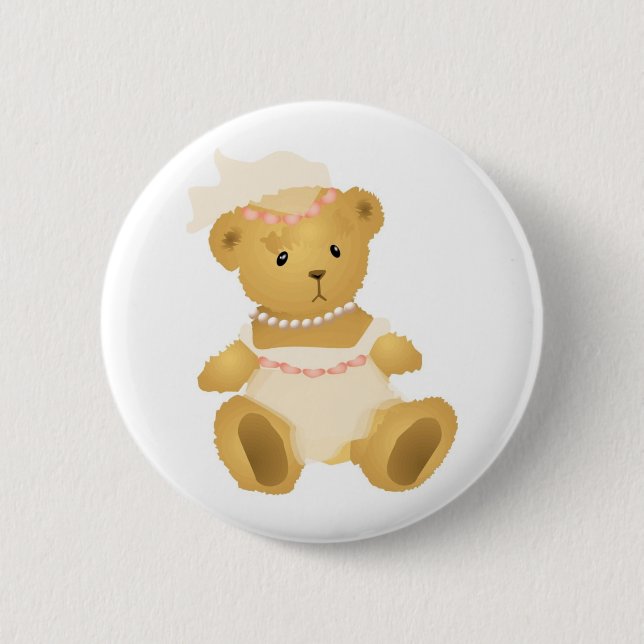 Bridal Teddy Bear Button (Front)