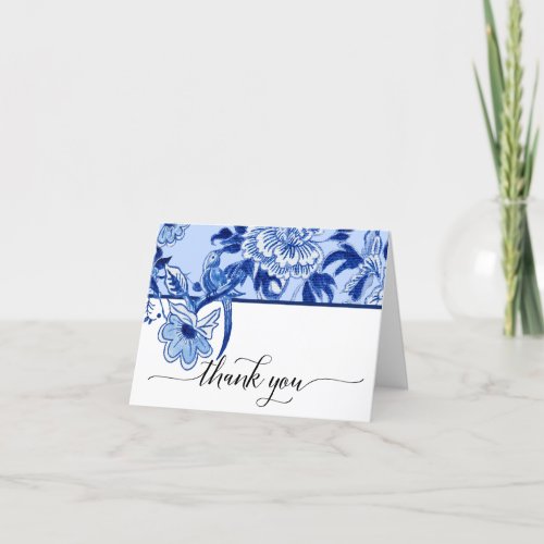 Bridal Thank You Sky Blue Bird Floral Chinoiserie