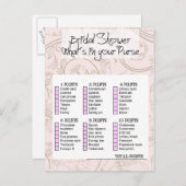Bridal to shower game What is in your purse? Invitation Postcard (Front/Back)