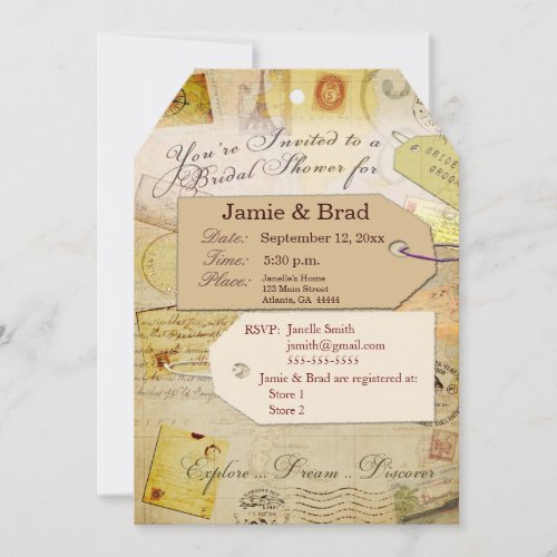 Bridal Travel Shower theme in cocoa and cream Invitation