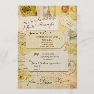 Bridal Travel Shower theme in cream and tan Invitation