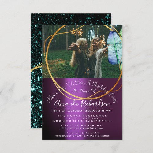 Bridal Tribe Shower Sweet 16th Photo Glitter Woodl Invitation