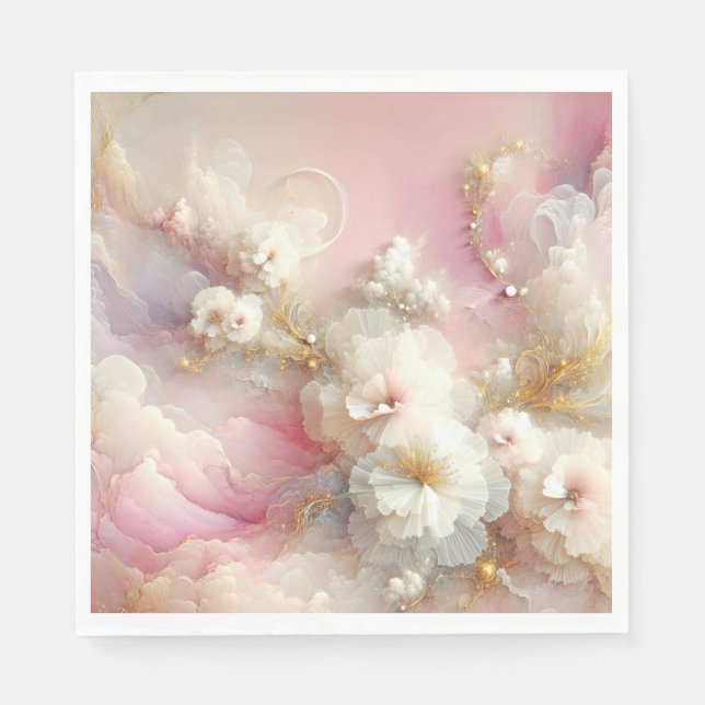 Bridal Tulle Floral Abstract Napkins (Front)