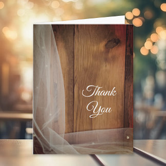Bridal Veil and Barn Wood Country Thank You Note