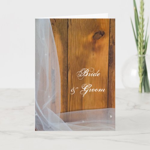 Bridal Veil and Barn Wood Country Wedding Invitation