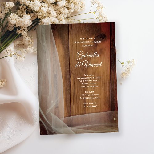 Bridal Veil Barn Wood Country Post Wedding Brunch Custom Invitations