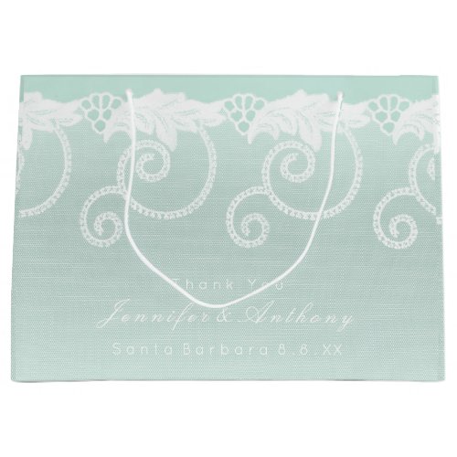 Bridal Wedding Aqua Mint White Royal Lace Large Gift Bag