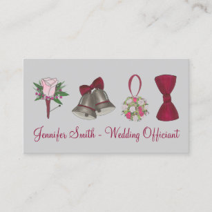 Wedding Officiant Business Cards Zazzle Bridal Wedding Bell Fl Bow Pastor Officiant Business Card