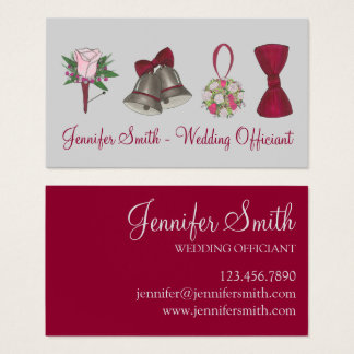 Wedding Officiant Business Cards Templates Zazzle Bridal Wedding Bell Fl Bow Pastor Officiant Business Card