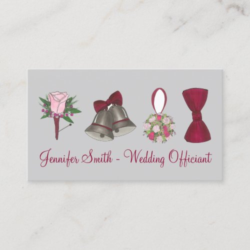 Bridal Wedding Bell Floral Bow Pastor Officiant Business Card