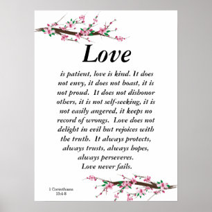 Bridal Wedding Cherry Blossom Love Is Patient Poster