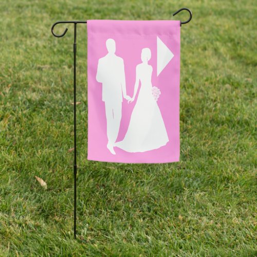 Bridal wedding couple white silhouette pink garden flag