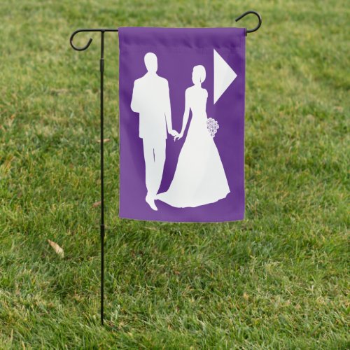 Bridal wedding couple white silhouette purple garden flag