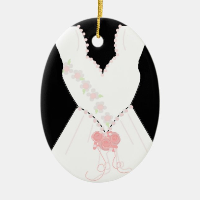 Bridal Wedding Gown Ceramic Ornament (Front)