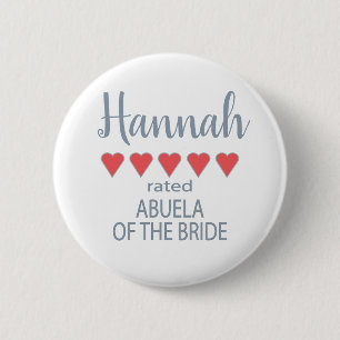 Bridal & Wedding Party 5 Heart Abuela of Bride Button