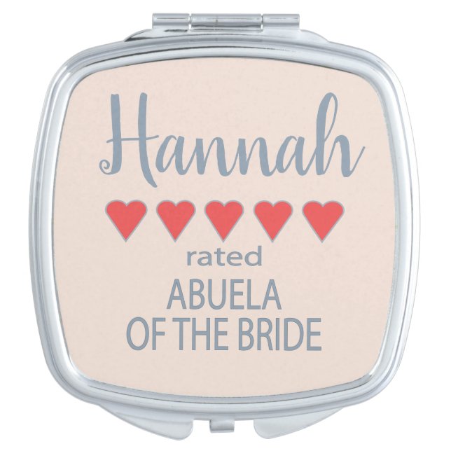 Bridal & Wedding Party 5 Heart Abuela of Bride Compact Mirror (Front)