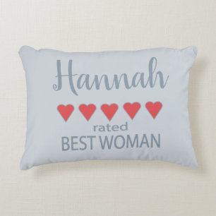 Bridal & Wedding Party 5 Heart Best Woman Accent Pillow