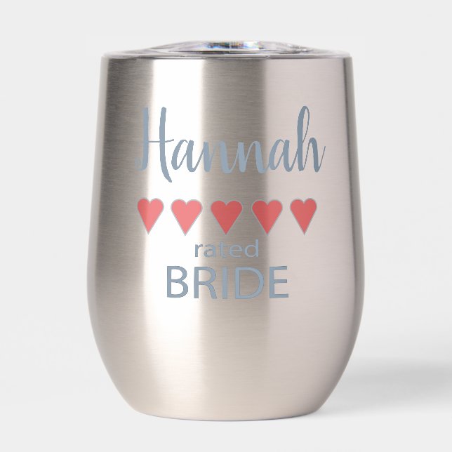 Bridal & Wedding Party 5 Heart Bride Thermal Wine Tumbler (Front)