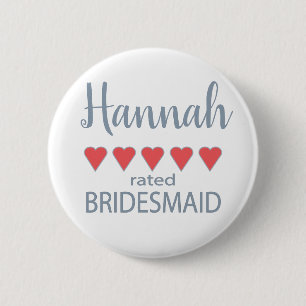 Bridal & Wedding Party 5 Heart Bridesmaid Button