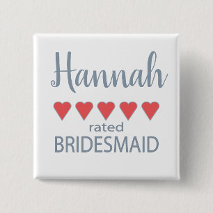 Bridal & Wedding Party 5 Heart Bridesmaid Button