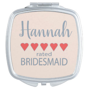 Bridal & Wedding Party 5 Heart Bridesmaid Compact Mirror