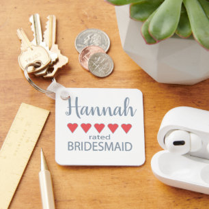 Bridal & Wedding Party 5 Heart Bridesmaid Keychain
