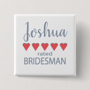 Bridal & Wedding Party 5 Heart Bridesman Button