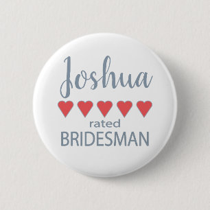 Bridal & Wedding Party 5 Heart Bridesman Button