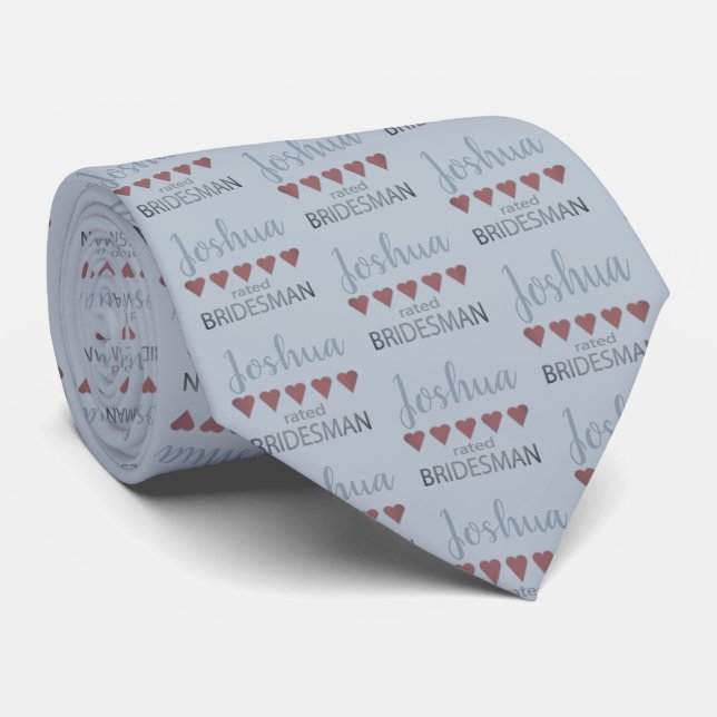 Bridal & Wedding Party 5 Heart Bridesman Neck Tie (Rolled)