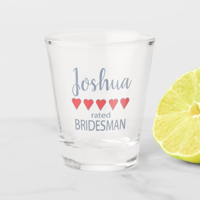 Bridal & Wedding Party 5 Heart Bridesman Shot Glass (Front)
