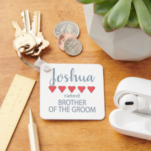 Bridal & Wedding Party 5 Heart Brother of Groom Keychain