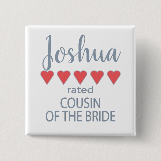 Bridal & Wedding Party 5 Heart Cousin of Bride Button (Front)